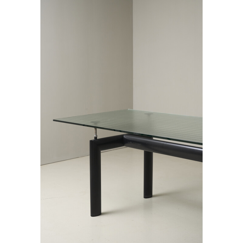 Table vintage en verre Lc6 par Corbusier, Perriand, Jeanneret pour Cassina, Italie