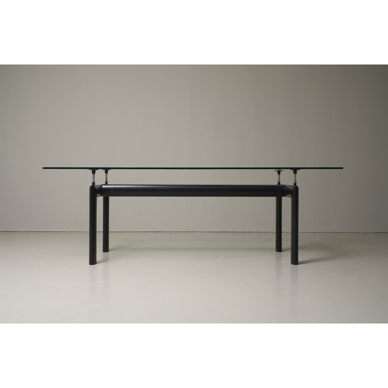 Vintage Lc6 glass table by Corbusier, Perriand, Jeanneret for Cassina, Italy