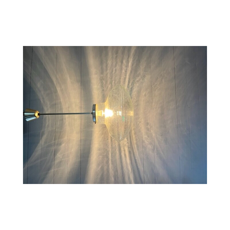 Lámpara colgante vintage "Ufo" de cristal y cromo de Kamenicky Senov para Efc