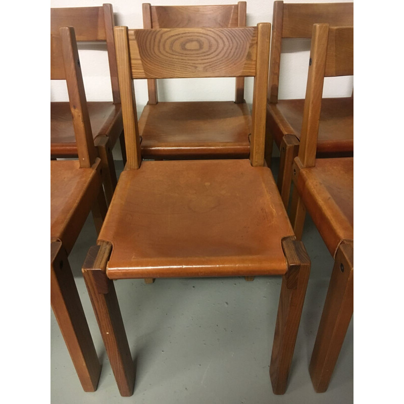 Set of 6 S24 chairs by Pierre Chapo - 1970s