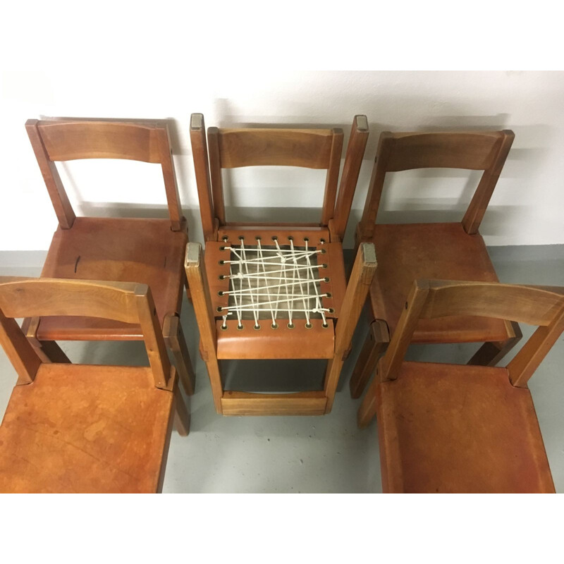 Set of 6 S24 chairs by Pierre Chapo - 1970s