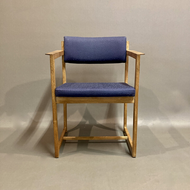 Set di 4 poltrone scandinave vintage in rovere ceruleo, 1960