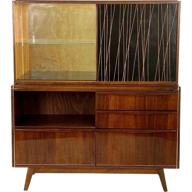 Vintage Barschrank mit Vitrine von Bohumil Landsman für Jitona, Tschechoslowakei 1960