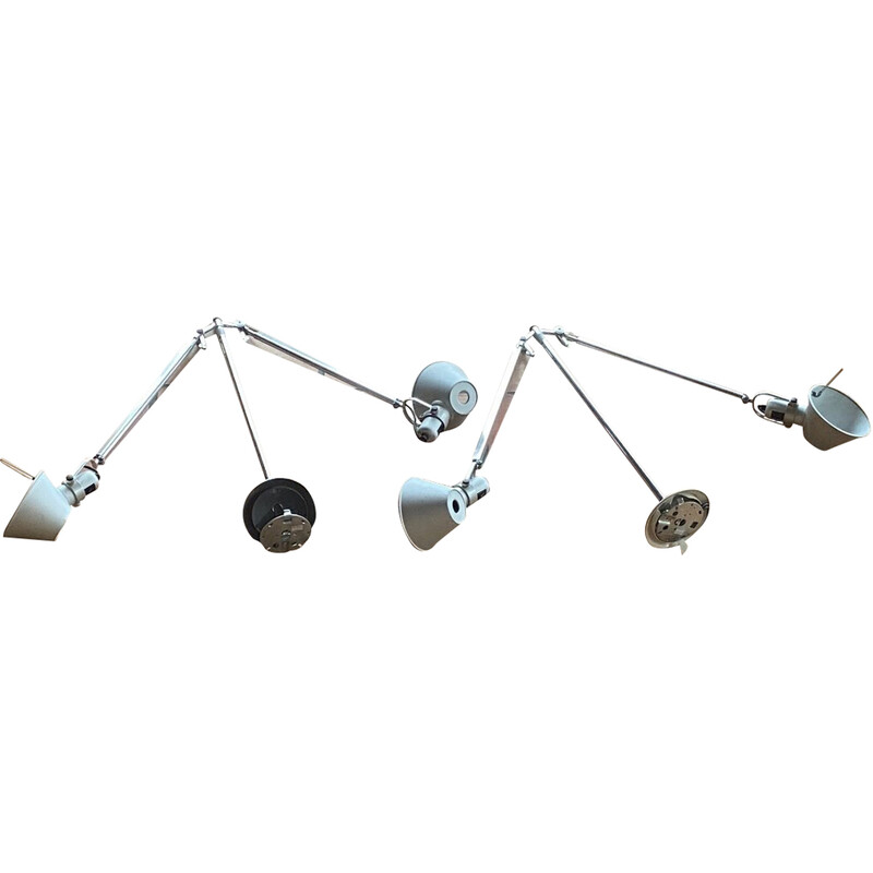 Pair of vintage Tolomeo aluminum pendant lamps by Artemide