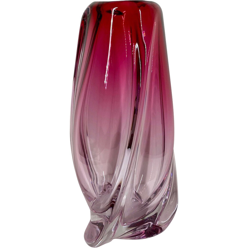 Vintage Vatel glass vase by René Delvenne, Belgium 1970