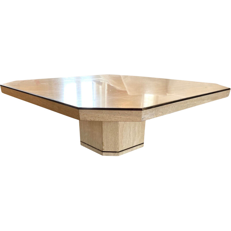 Square vintage coffee table in travertine, Italy