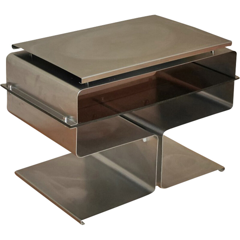 Vintage chrome side table by Francois Monnet