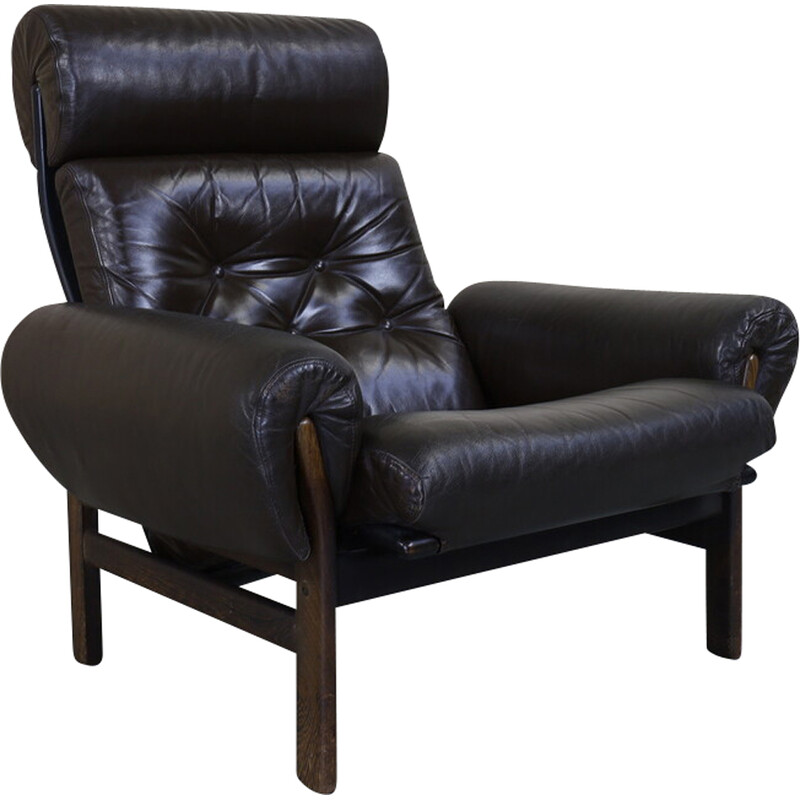 Vintage leather lounge chair for Coja