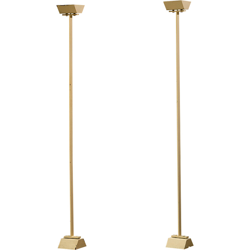 Pair of vintage cast iron and aluminum floor lamps, 1970s