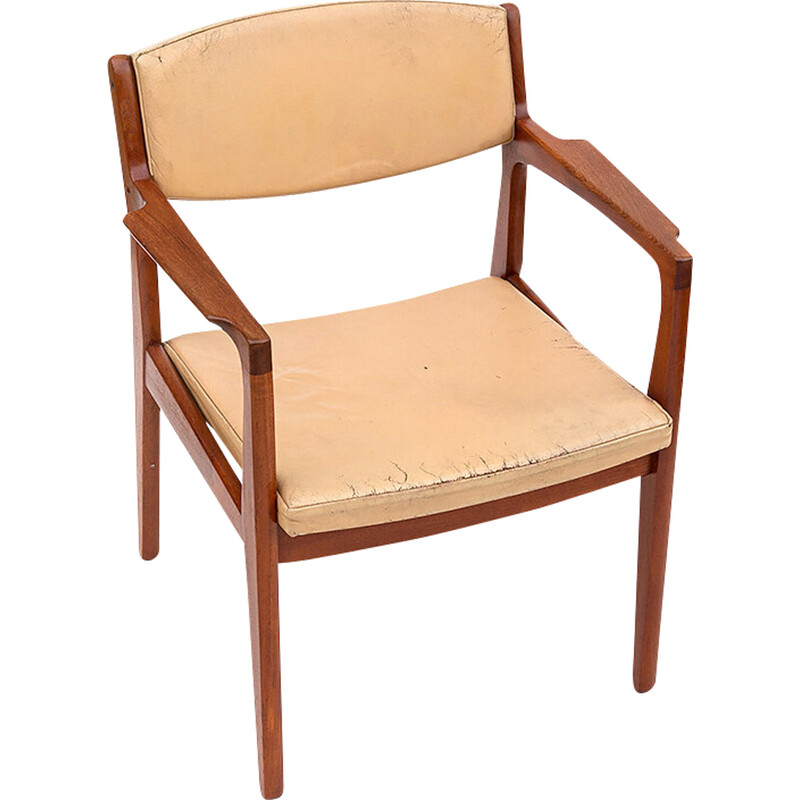 Vintage Danish teak and leather armchair by Erik Buck for Ørum Møbelfabrik