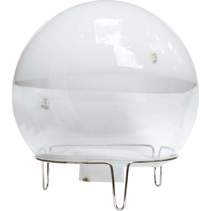Vintage bolvormige glazen tafellamp van Angelo Mangiarotti