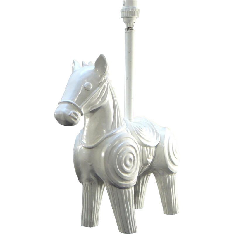 Base per lampada a cavallo in legno vintage di Jonathan Adler