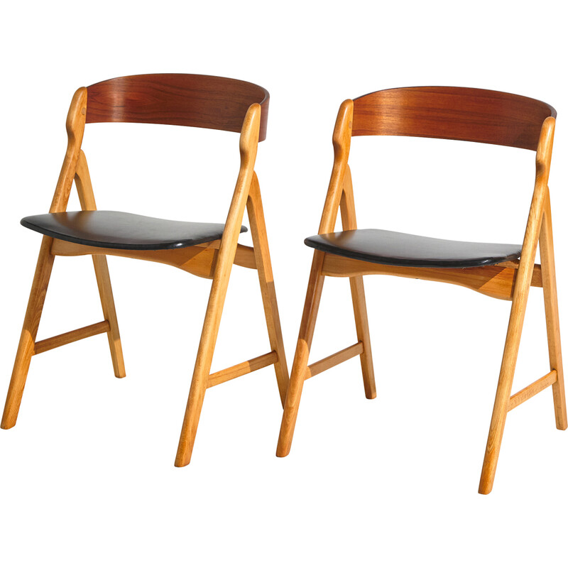Vintage-Stuhl aus Eiche und Leder von Henning Kjærnulf für Boltings Stolefabrik, 1960er Jahre