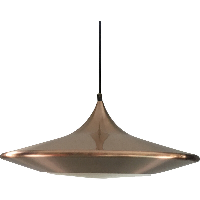 Vintage "Kuli" copper pendant lamp by Ejnar B. Mielby for Lyfa, 1960-1970