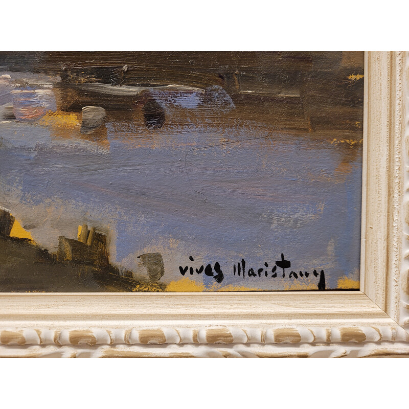 Oil on vintage cardboard "Vista" by Joan Vives Maristany