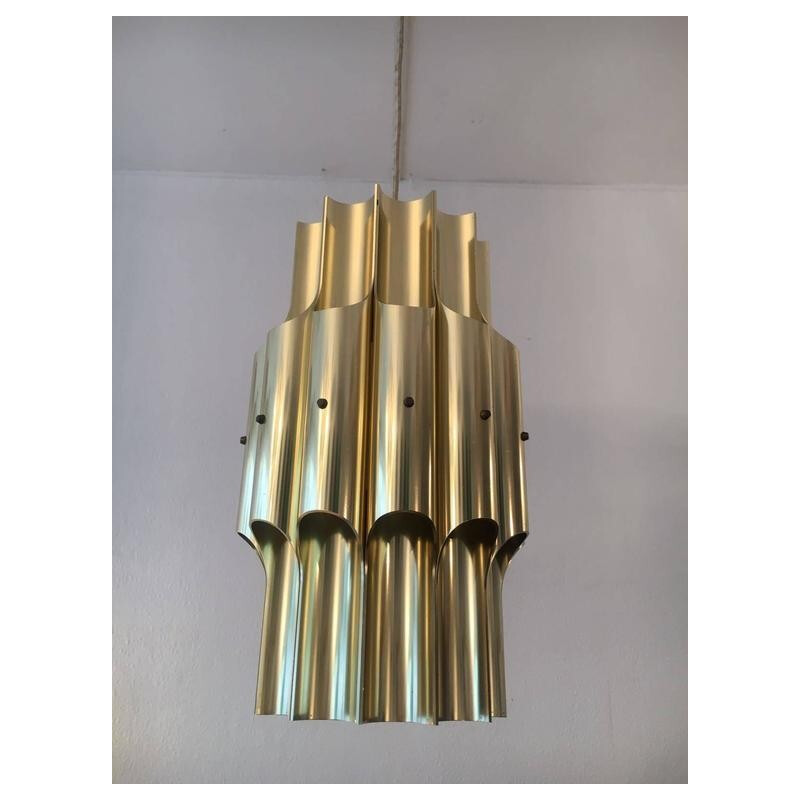 Brass hanging lamp for Lyfa by Bent Karlby - 1960s