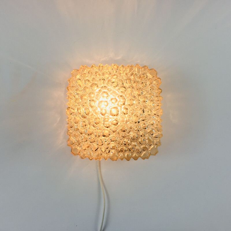 Vintage amber glass ceiling lamp by Helena Tynell for Limburg, Germany 1970s