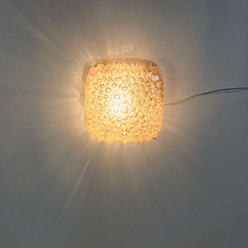 Vintage amber glazen plafondlamp van Helena Tynell voor Limburg, Duitsland 1970