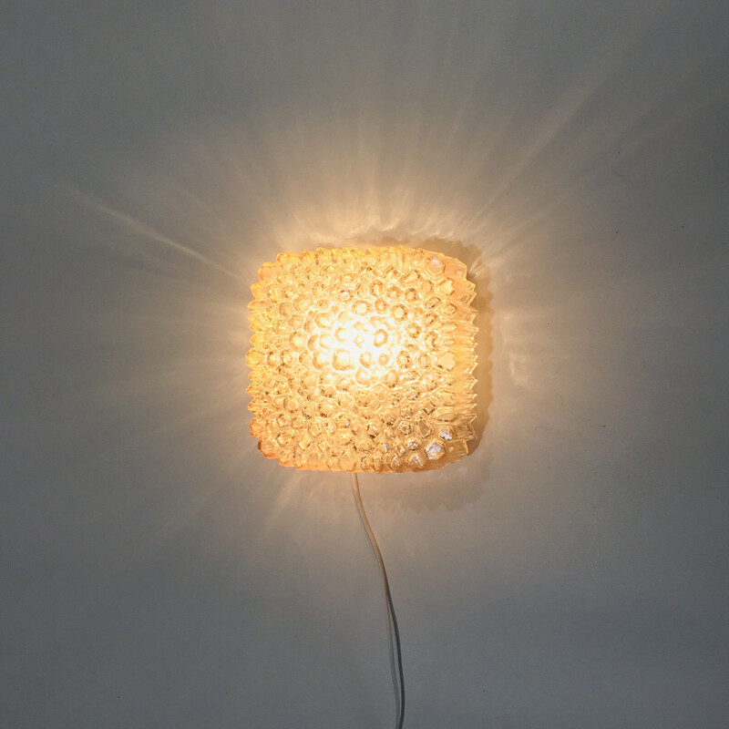 Vintage amber glass ceiling lamp by Helena Tynell for Limburg, Germany 1970s