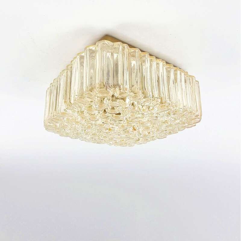 Lampada da soffitto vintage in vetro ambrato di Helena Tynell per Limburg, Germania 1970