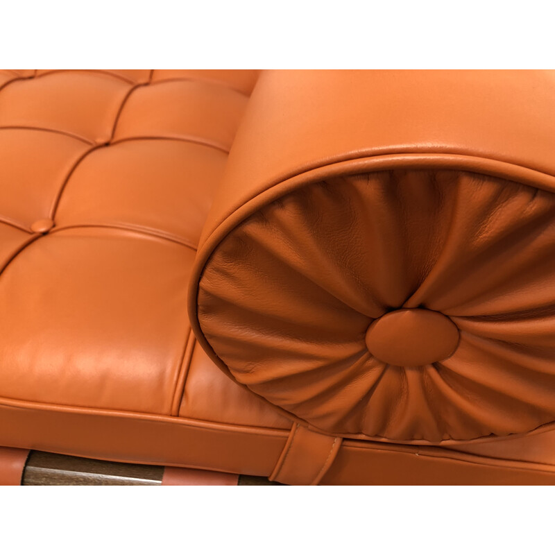 Cama de dia em pele laranja Vintage para Knoll