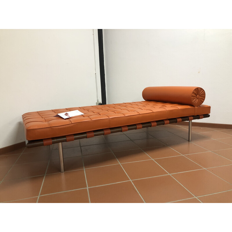Vintage-Tagesbett aus orangefarbenem Leder für Knoll
