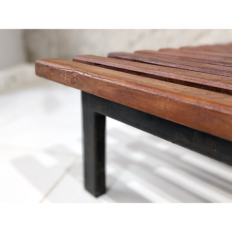 Vintage Cansado bench in mahogany by Charlotte Perriand for Steph Simon, 1960s