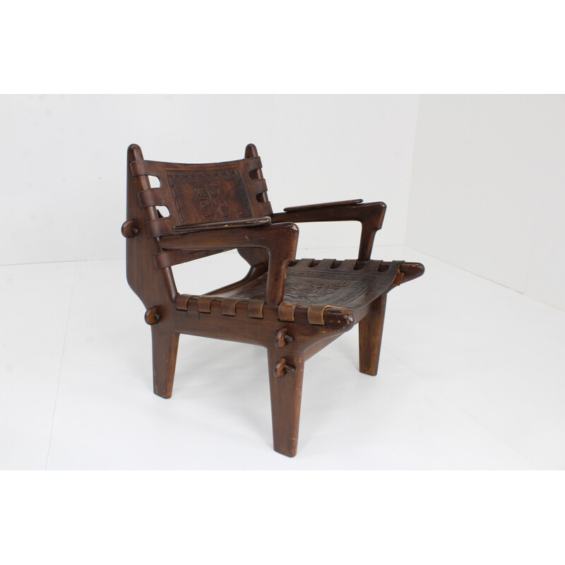 Vintage fauteuil en voetenbank van Angel Pazmino voor Muebles de Estilo, 1960