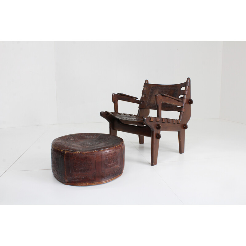 Vintage fauteuil en voetenbank van Angel Pazmino voor Muebles de Estilo, 1960