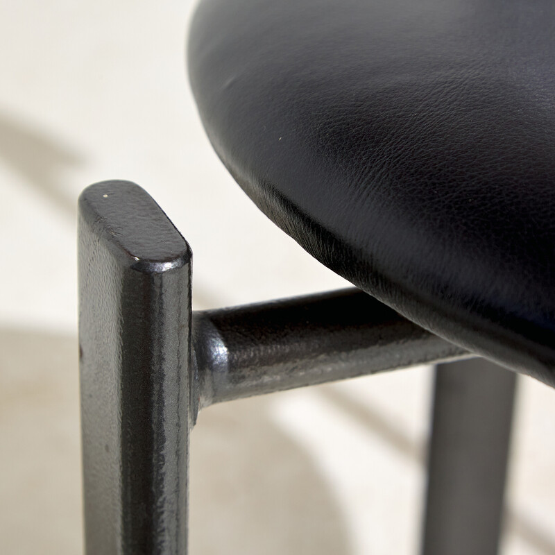 Vintage metal framed chair with leather upholstery, 1980s