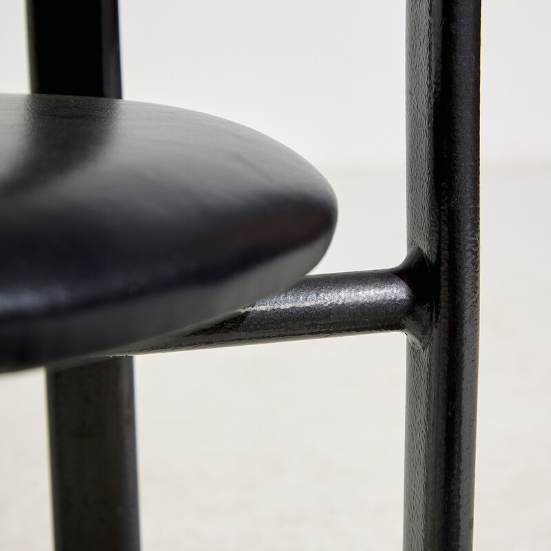 Vintage metal framed chair with leather upholstery, 1980s