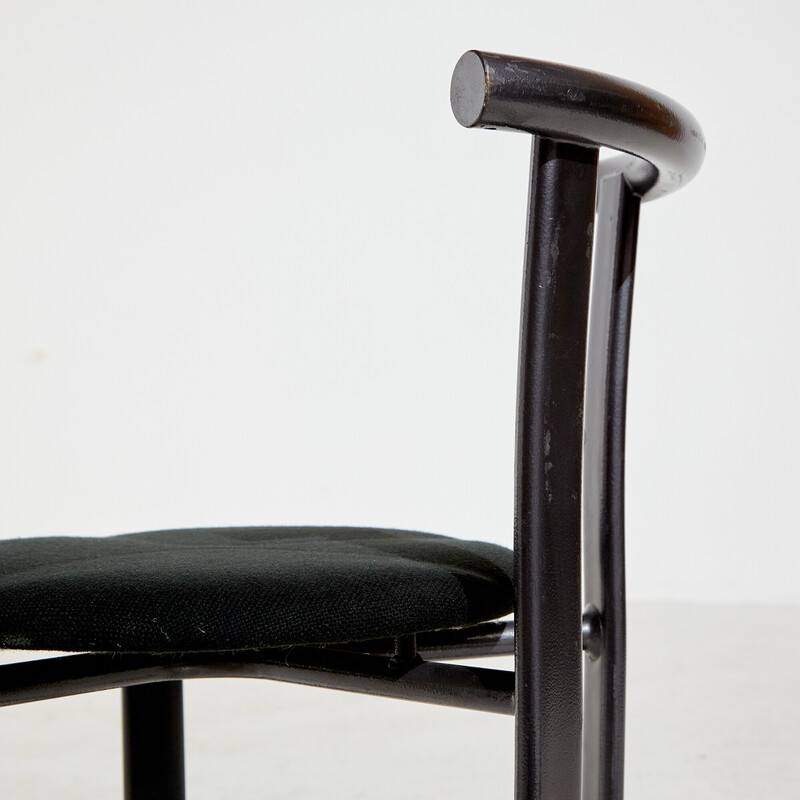 Vintage metal framed chair with textile upholstery