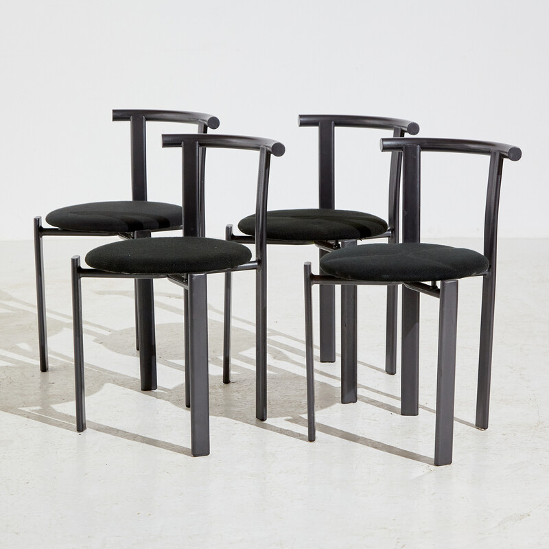 Chaise vintage à structure métallique avec revêtement textile
