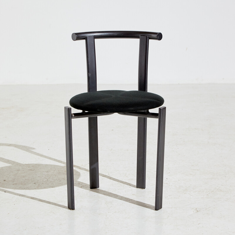 Vintage-Stuhl mit Metallgestell und Textilpolsterung