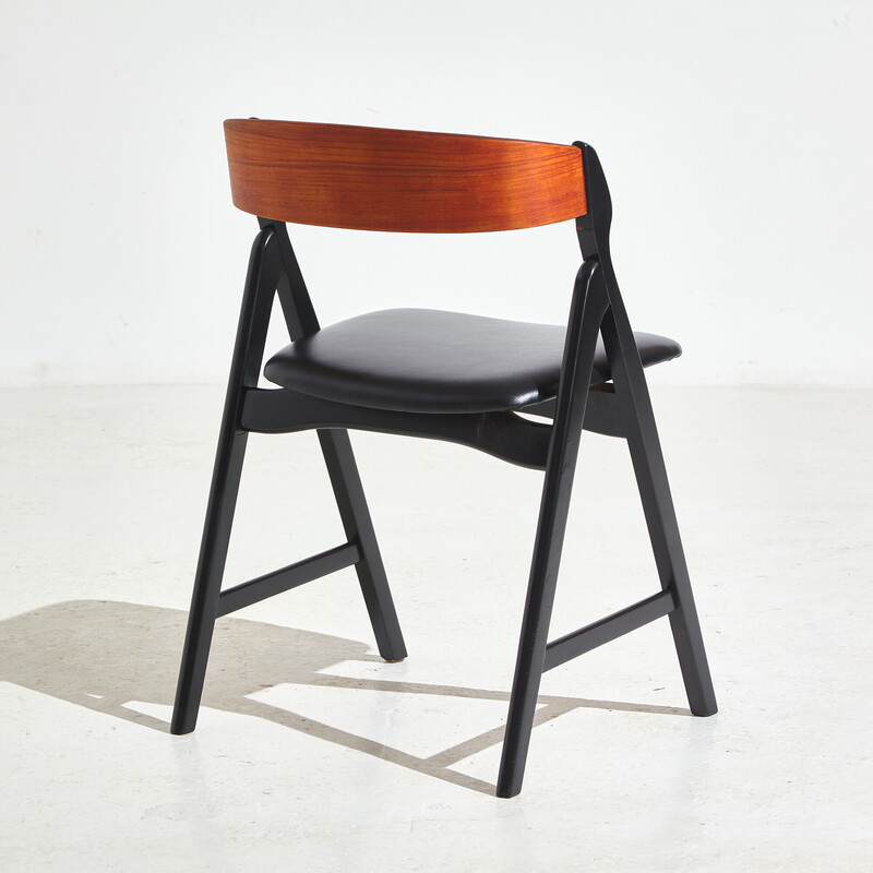 Vintage model 71 oakwood and teak dining chair by Henning Kjærnulf for Boltings Stolefabrik, 1960s