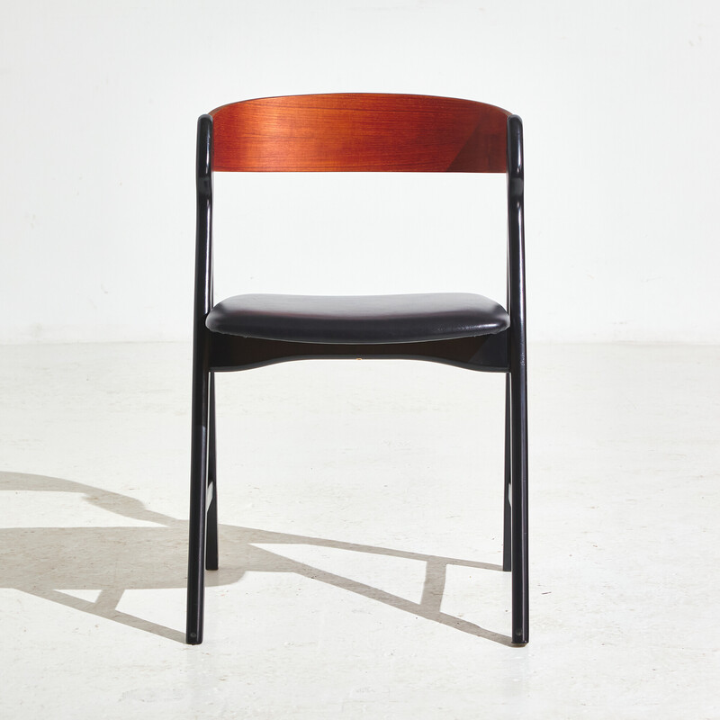 Vintage model 71 oakwood and teak dining chair by Henning Kjærnulf for Boltings Stolefabrik, 1960s