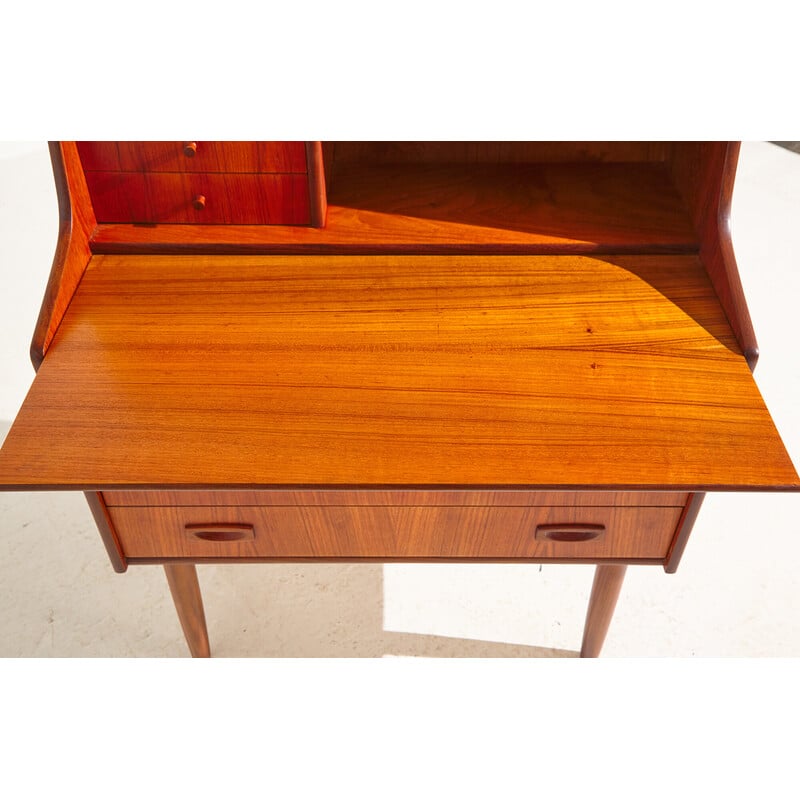 Vintage Danish teak six-drawer secretary