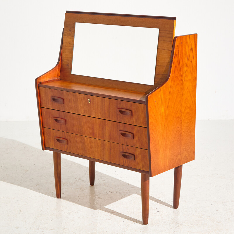 Vintage Danish teak six-drawer secretary