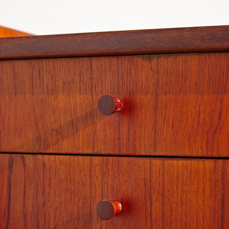 Vintage Danish teak six-drawer secretary