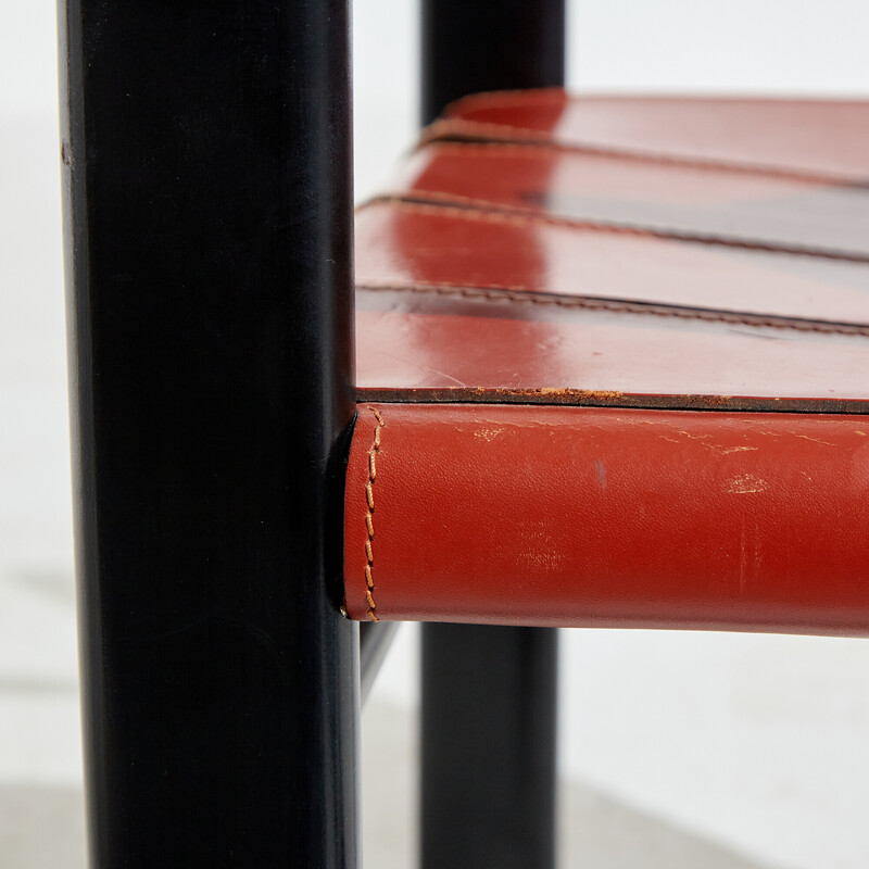 Vintage-Sessel aus Holz und Leder, 1970er Jahre