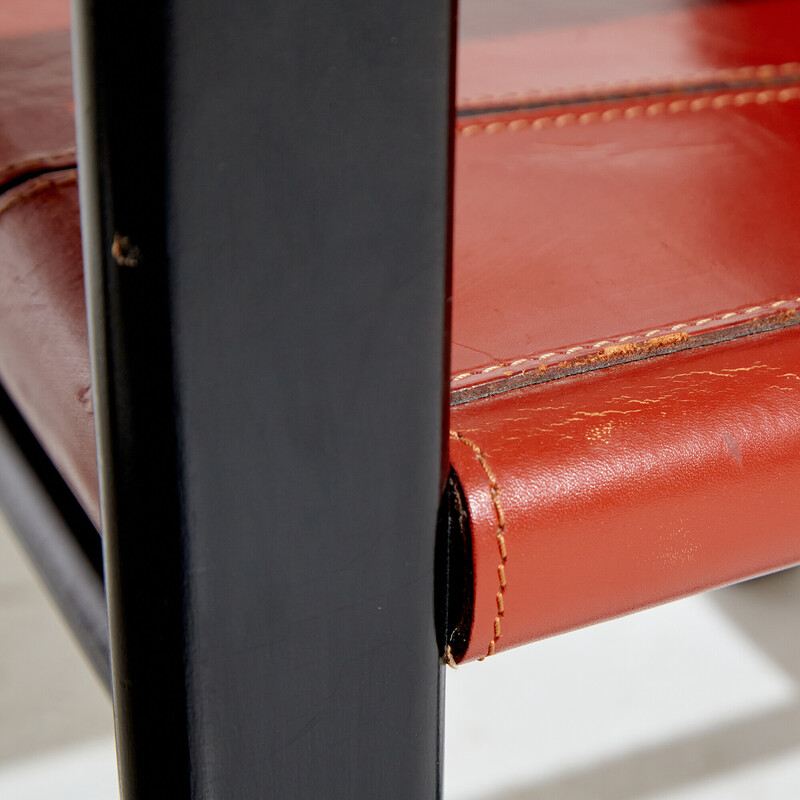 Vintage wooden and leather armchair, 1970s