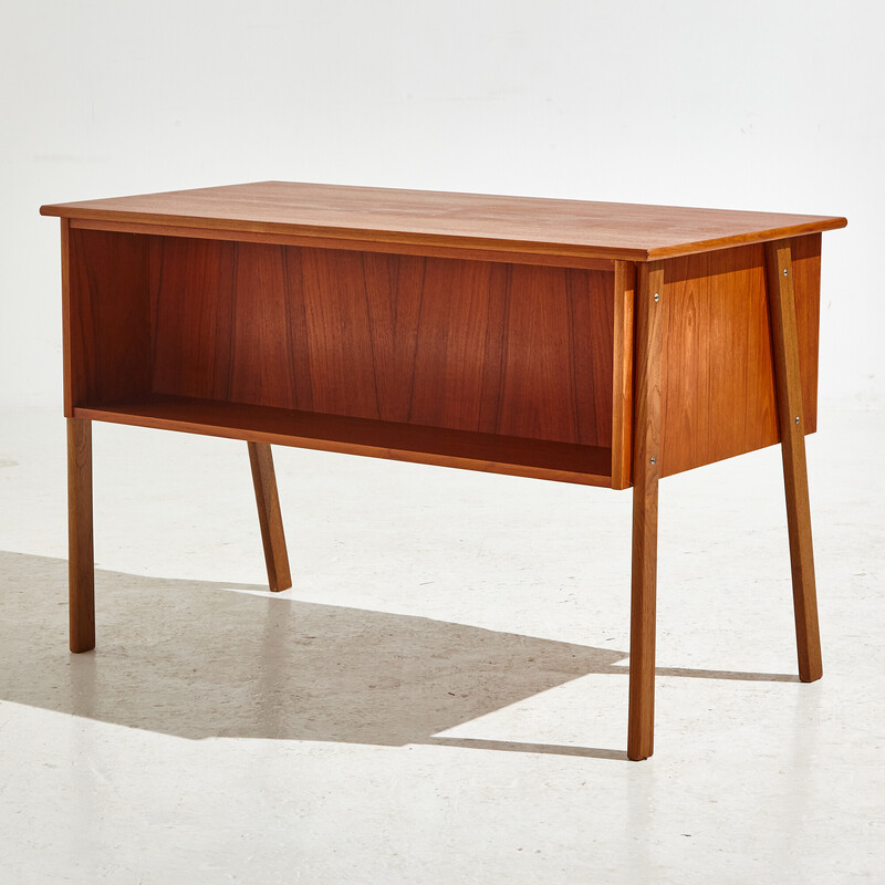 Vintage Deens teakhouten bureau met drie laden, 1970