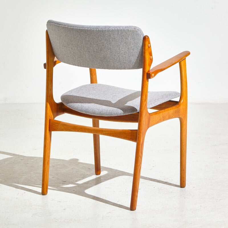 Set of 5 vintage oakwood armchair with wool upholstery model 49 by Erik Buch for O.D. Møbler, 1960s