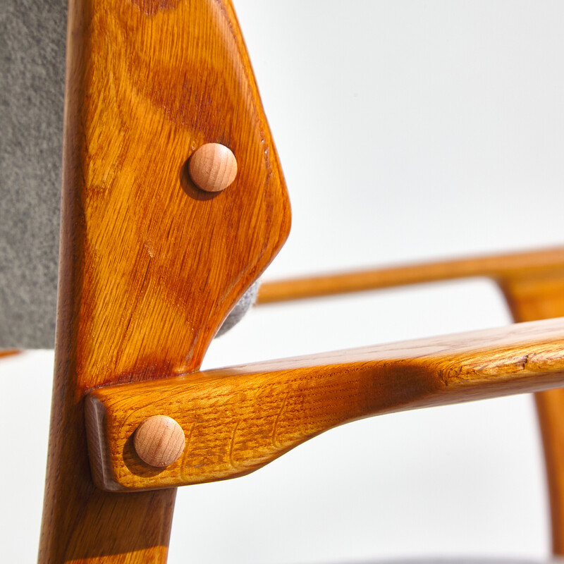 Ensemble de 5 fauteuils vintage en bois de chêne avec rembourrage en laine modèle 49 par Erik Buch pour O.D. Møbler, 1960