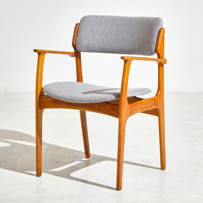 Set of 5 vintage oakwood armchair with wool upholstery model 49 by Erik Buch for O.D. Møbler, 1960s