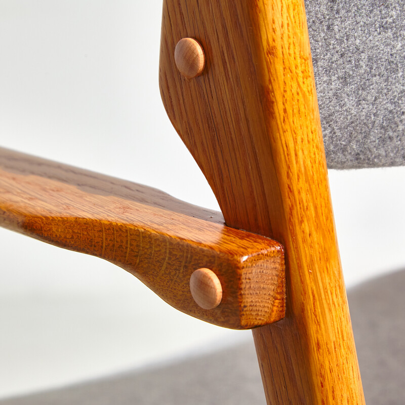 Juego de 5 sillones vintage de madera de roble con tapicería de lana modelo 49 de Erik Buch para O.D. Møbler, años 60