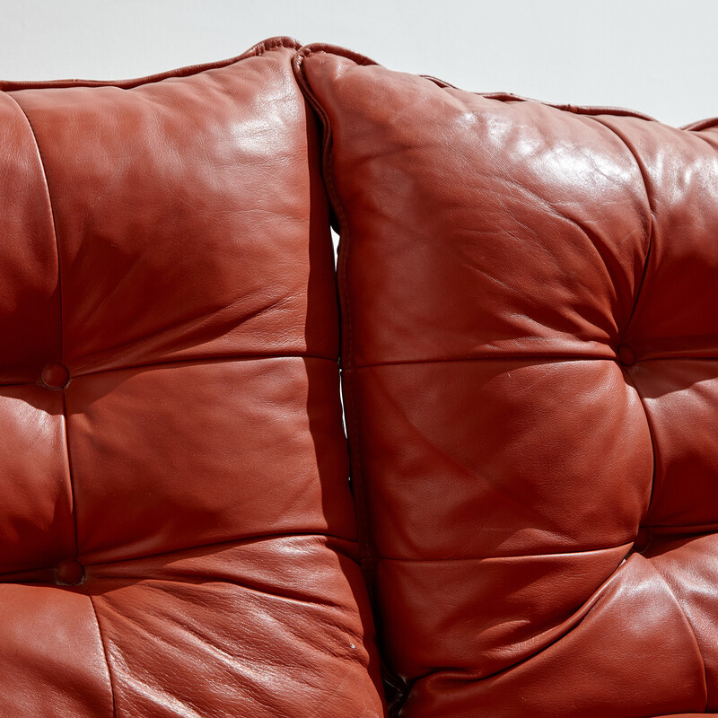 Vintage leather living room set, 1970s