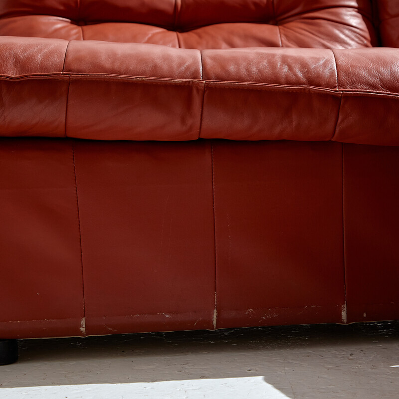 Vintage leather living room set, 1970s