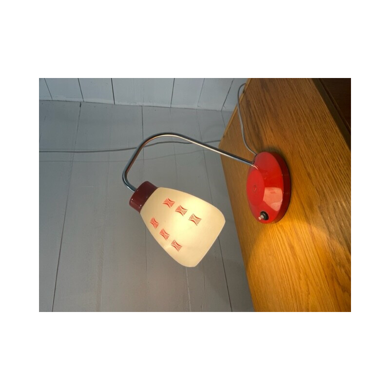 Vintage rode bureaulamp van Lidokov, Tsjecho-Slowakije 1960