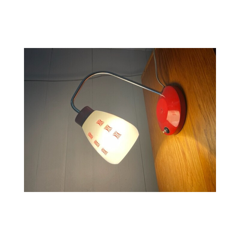 Vintage red desk lamp by Lidokov, Czechoslovakia 1960s